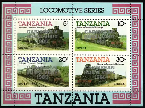 Tansania Block 51 a postfrisch Lokomotiven #HR454