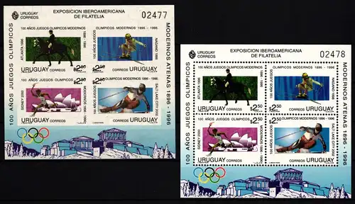 Uruguay Block 70 A+B postfrisch Olympische Spiele #HQ559