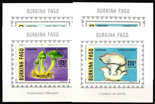 Burkina Faso 1380-1383 postfrisch Einzelblöcke / Pilze #HQ636