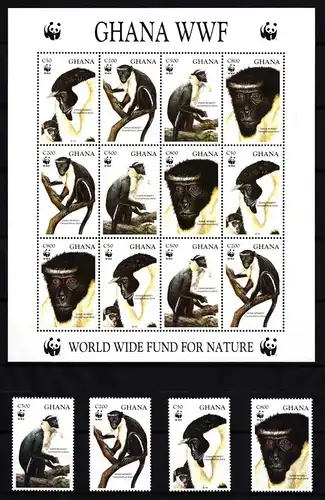 Ghana 1973-1976 postfrisch Zusammendruckbogen / WWF #HQ598