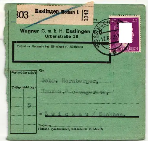 Deutsches Reich 795 auf Paketkarte #HM412