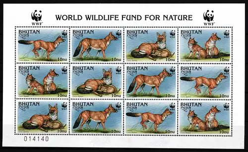 Bhutan 1687-1690 postfrisch Kleinbogen / WWF #HQ622