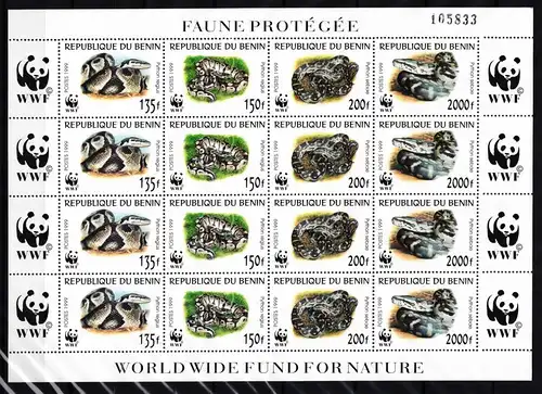 Benin 1159-1162 postfrisch Zusammendruckbogen / WWF #HQ619