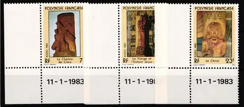 Französisch Polynesien 371-374 postfrisch Religiöse Skulpturen #HY828