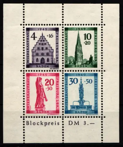 Fr. Zone Baden Block 1A postfrisch #HZ874