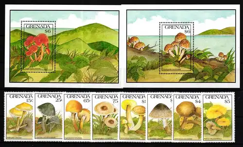 Grenada 2268-2275 und Block 283 und 284 postfrisch Pilze #HQ655