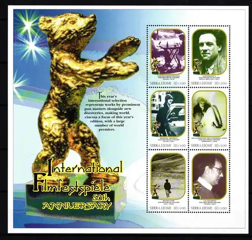 Sierra Leone 3534-3539 postfrisch Kleinbogen / Film #HQ744