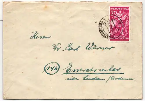 Französische Zone Württemberg 30 auf Postkarte als Einzelfrankatur #HM805