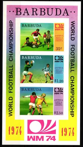Barbuda Block 8 geschnitten postfrisch Fußball WM 1974 #HR453