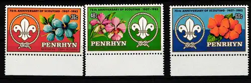 Penrhyn 302-304 postfrisch Blume 75 Jahre Pfadfinder #HY843