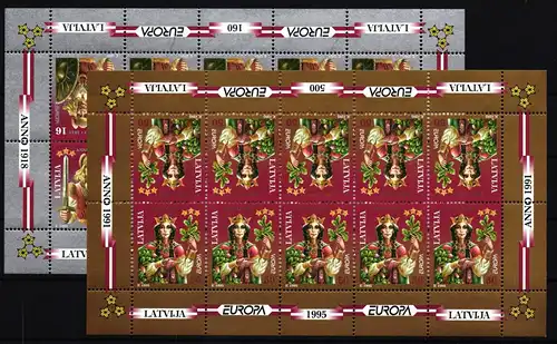 Lettland 414 und 415 postfrisch Kleinbogensatz / CEPT #HQ830