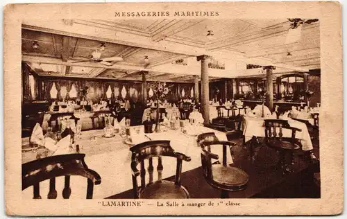 AK Messageries Maritimes Lamartine - La Salle á manger de1 classe #PM496