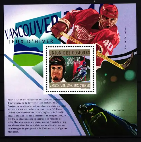 Komoren Block 607 postfrisch Olympiade 2010 Vancouver #HR506