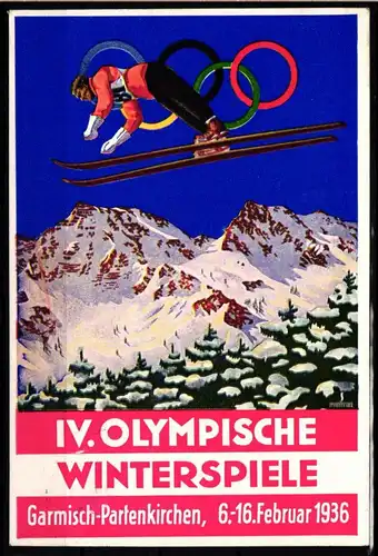 Olympische Winterspiele 1936 auf AK mit Werbestempel #IE440