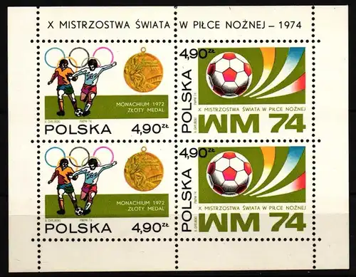 Polen Block 59 postfrisch Fußball WM 1974 #HQ839