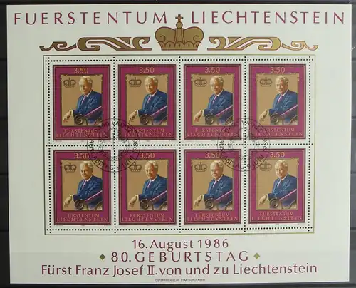 Liechtenstein 903 gestempelt als Kleinbogen, Ersttagssonderstempel #HR609