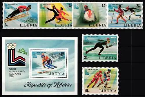 Liberia Block 95 + 1168-1173 postfrisch Olympiade Lake Placid 1980 #HR769