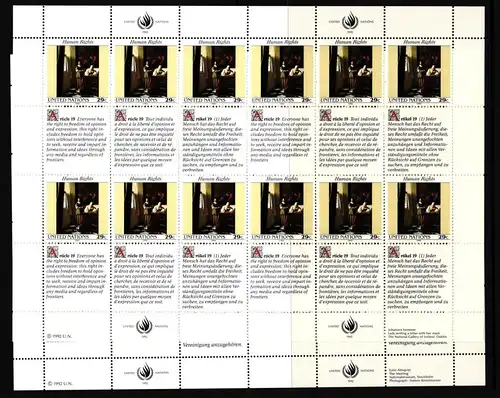 UNO New York 640-641 postfrisch Kleinbogen #HW981