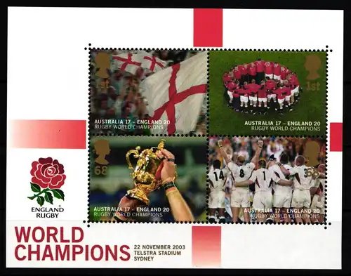 Großbritannien Block 17 mit 2170-2173 postfrisch Rugby WM 2003 #HY932