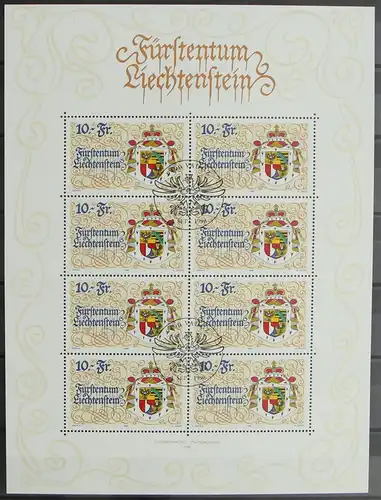 Liechtenstein 1136 gestempelt als Kleinbogen, Ersttagssonderstempel #HR581