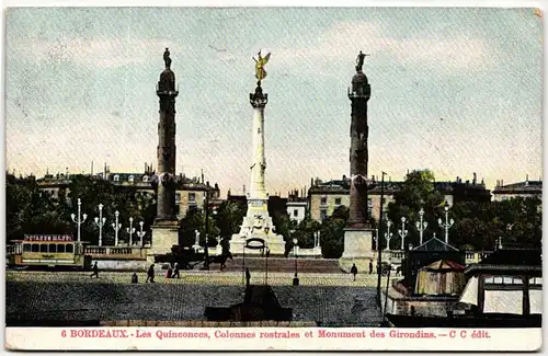 AK Bordeaux Monument aux Girondins auf der Place des Quinconces 1907 #PM547