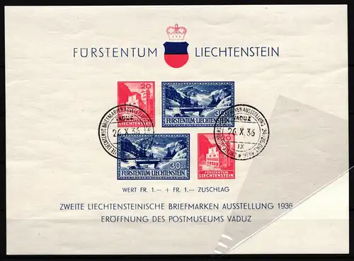 Liechtenstein Block 2 gestempelt mit Originalgummi ohne Falz #HR646