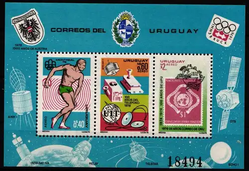 Uruguay Block 30 postfrisch Olympia, Telefon, Post #IB069