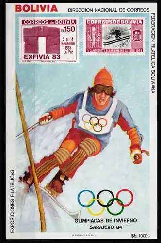 Bolivien Block 136 postfrisch Olympiade Sarajevo 1984 #HR796