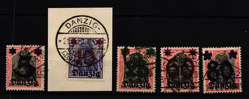Danzig 16-20 gestempelt teilweise geprüft Infla Verlin #HN309