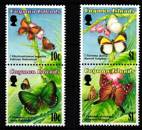 Cayman Islands 712-715 postfrisch Paare / Schmetterling #IH067