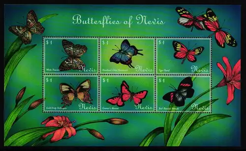 Nevis 1619-1624 postfrisch Kleinbogen / Schmetterling #IH081