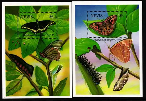 Nevis Block 64 und 65 postfrisch Schmetterling #IH089