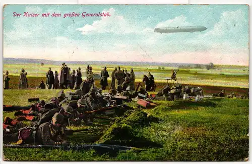 AK Deutschland Der Kaiser mit dem großen Generalstab Feldpost 1914 #PM431