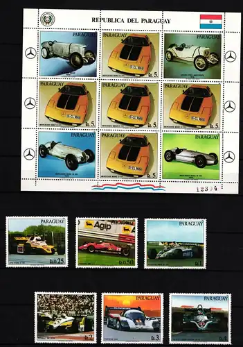 Paraguay 3586-3592 und Kleinbogen postfrisch Automobile #IH148