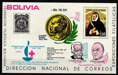 Bolivien Block 70 postfrisch Nobelpreis #IH246