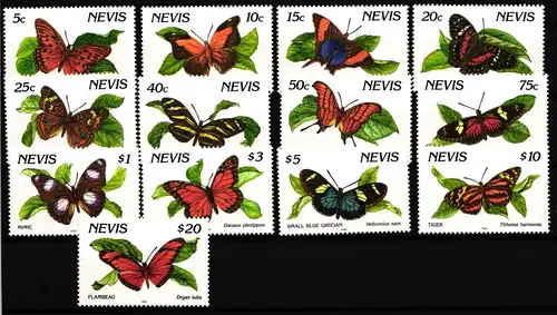 Nevis 572-585 II postfrisch Schmetterling #IH088