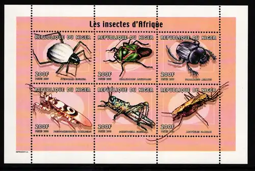 Niger 1813-1818 postfrisch Kleinbogen / Schmetterling #IH030