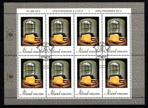 Aland 375 gestempelt Kleinbogen mit Ersttagsstempel / Käse #IH292
