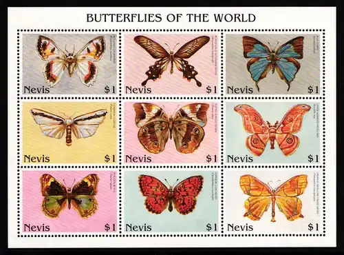 Nevis 1098-1106 postfrisch Kleinbogen / Schmetterling #IH085