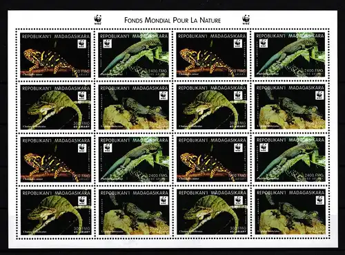 Madagaskar 2313-2316 postfrisch Zusammendruckbogen / Reptilien #IH443