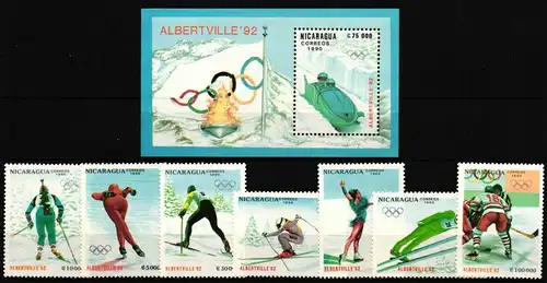 Nicaragua 3008-3014 und Block 192 postfrisch Olympische Spiele #HQ858