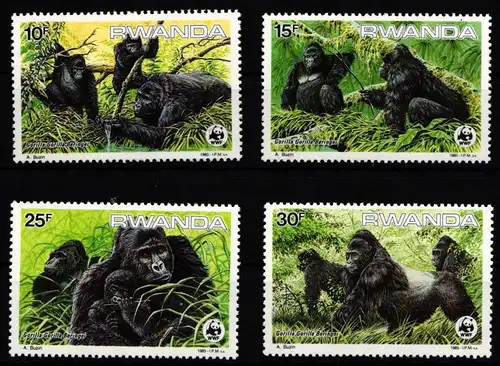 Ruanda 1292-1295 postfrisch Wildtiere #IH369
