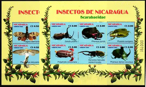 Nicaragua Block 322 und 323 postfrisch Insekten #IH157