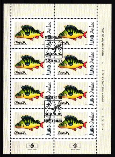 Aland 361 gestempelt Kleinbogen mit Ersttagsstempel / Fischfang #IH284