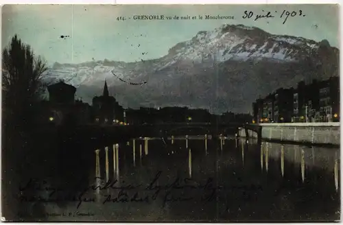 AK Grenoble vu de nuit et le Moucherotte 1903 #PM527