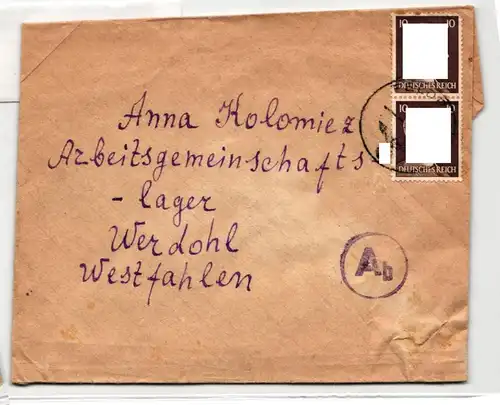 Deutsches Reich 787 auf Brief ins Arbeitslager Werdohl #ID664