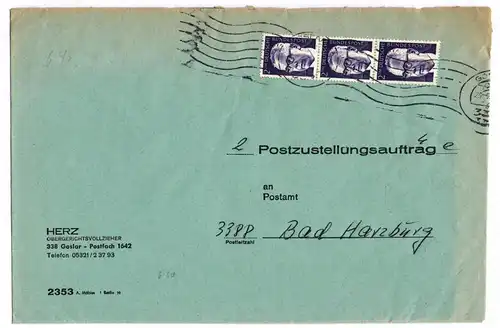 BRD 645 auf Brief 2 Postzustellungsaufträge #ID731