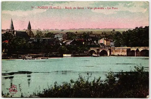 AK Poissy Bords de Seine - Vue générale - L Pont 1925 #PM556