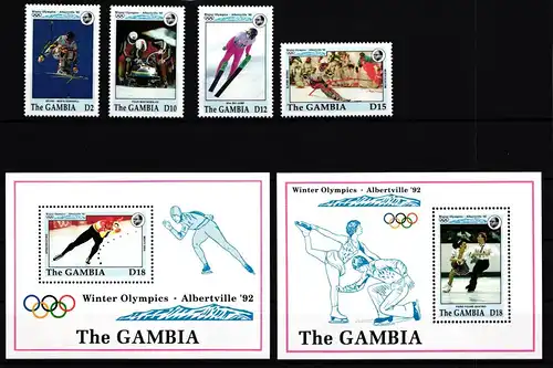 Gambia Block 158-159 + aus 1387-1398 postfrisch Albertville 1992 #HR827