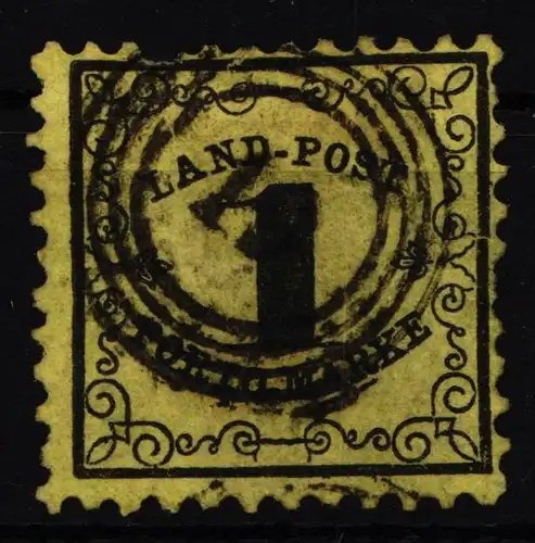 Baden Landpost 1 gestempelt stärkere Mängel, Zahnfehler #ID604